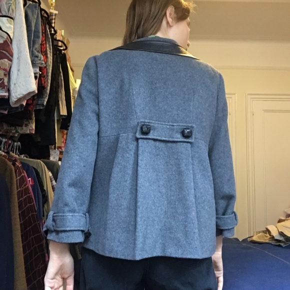 Diane Von Furstenberg Wool and Leather Coat - Picture 3 of 5